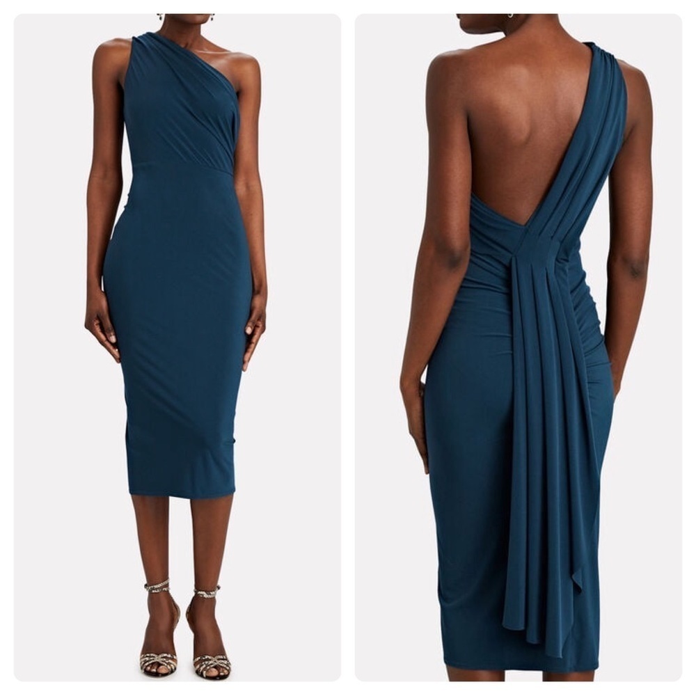 KATIE MAY
Kong Draped One-Shoulder Dress in Peacock (6)